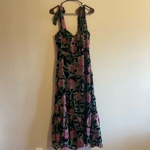 Lulu’s Glorious Garden Black Floral Print Burnout Velvet Maxi Dress